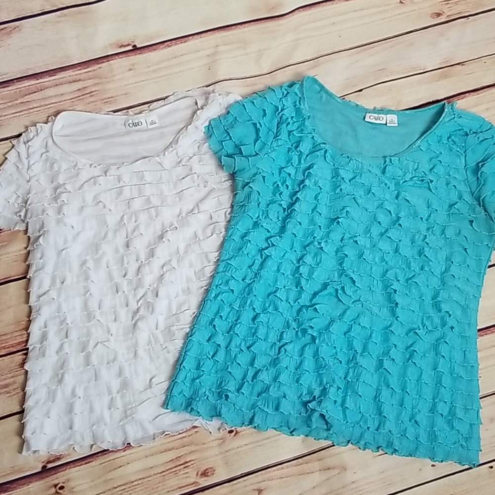 Set of 2 Cato's Ruffled Blouses Size Medium